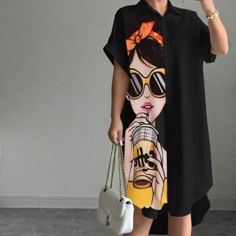 Modern Lovely Little Black Shirt Dress NWOT